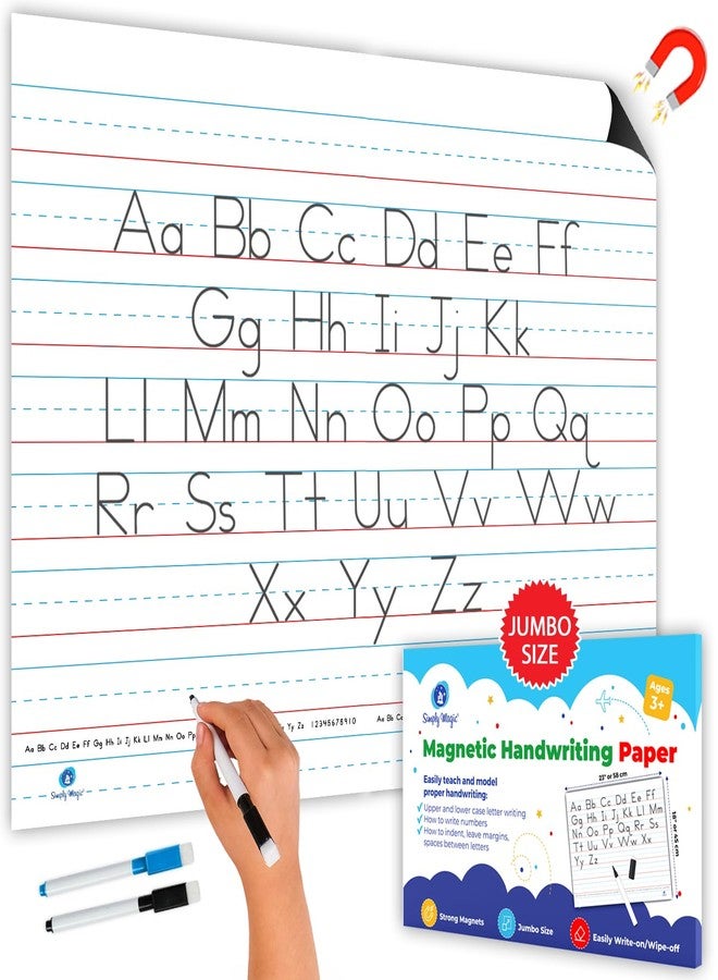 Simply magic Extra Large Magnetic Handwriting Paper - 23'x18', Jumbo Magnetic Notebook Paper for Whiteboard, Giant Magnet Lined Papers for Classroom, Giant Lined Dry Erase Chart - Simply Magic - Image 1